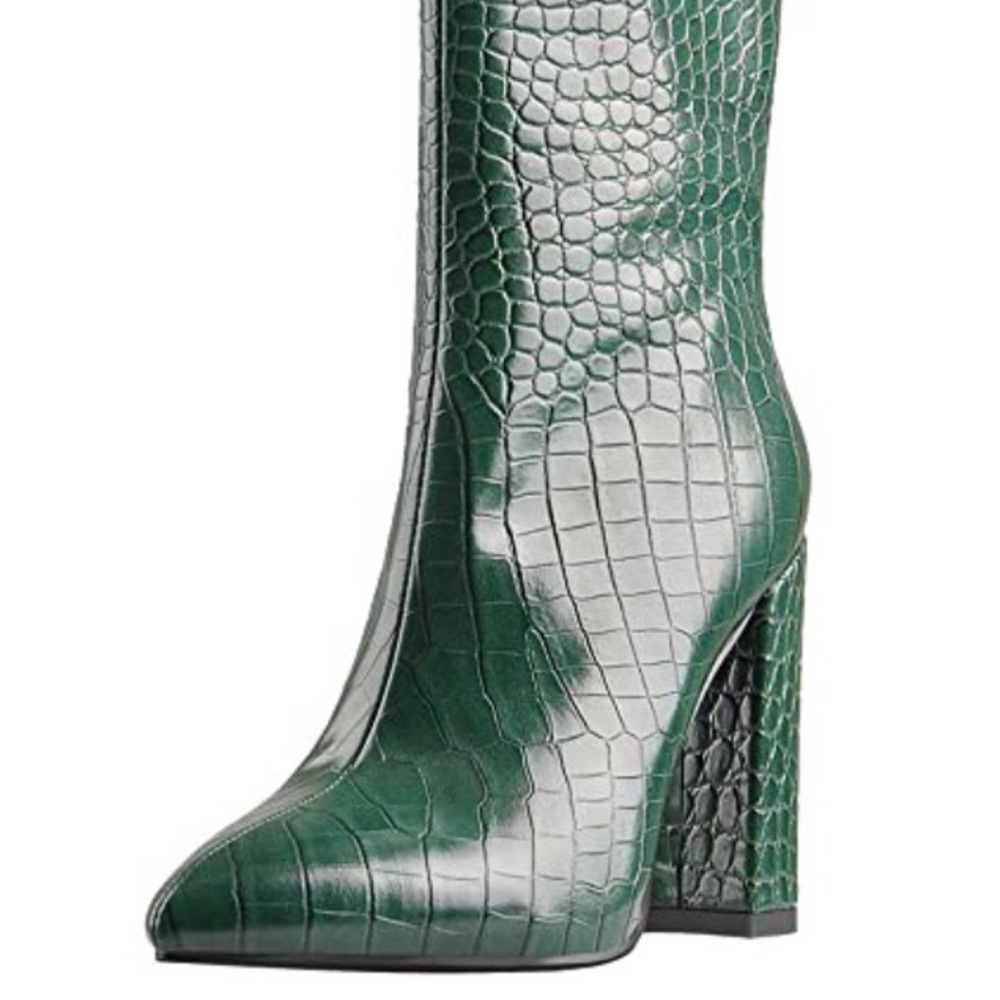 Faux Alligator Green Booties